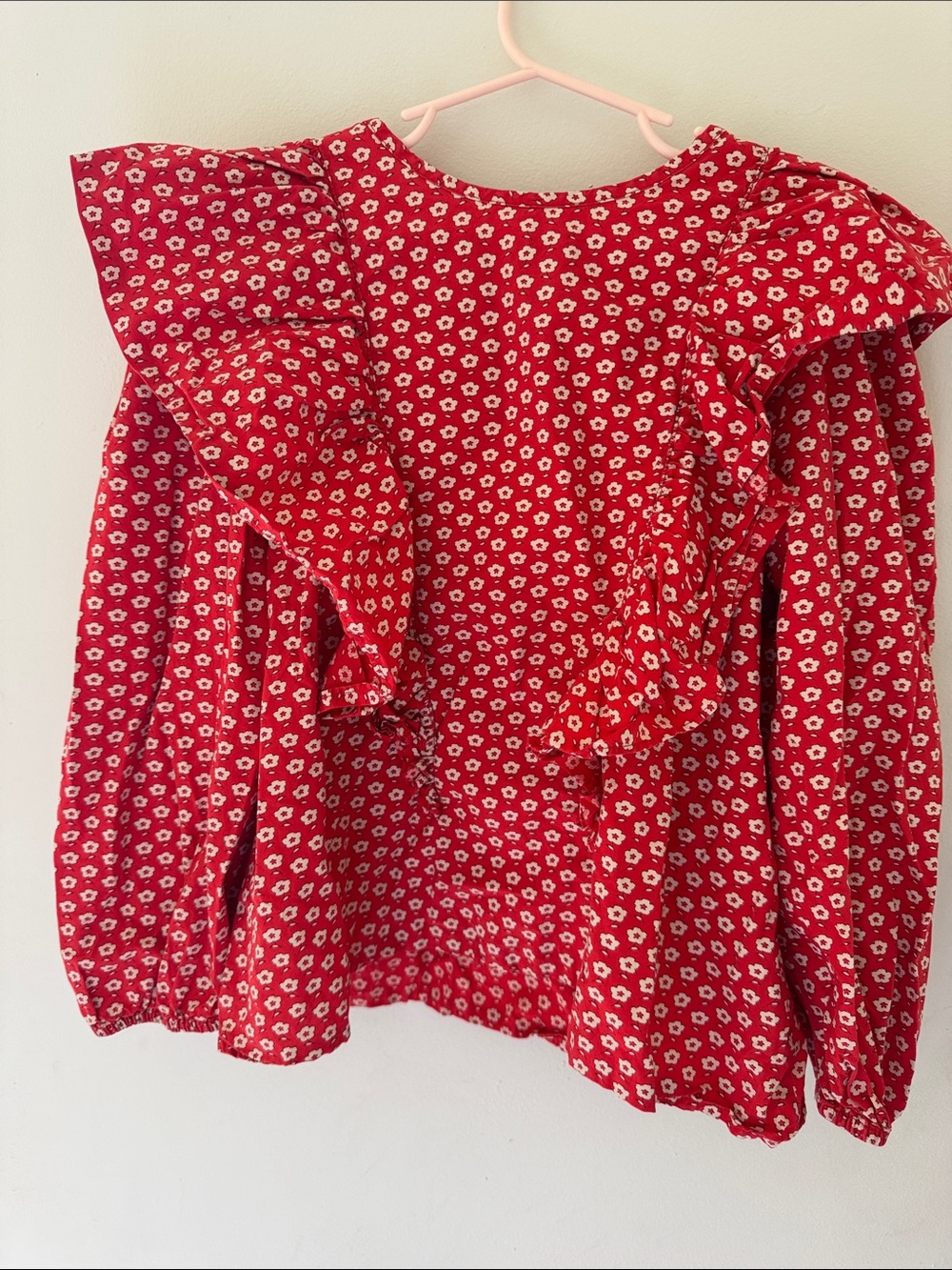 Crewcuts Red Floral Ruffle Blouse